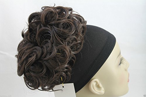 CURLY SCRUNCHIES BUN HAIRPIECE PONYTAIL UP DO HAIR EXTENSION SCRUNCHY (Medium Brown #6)
