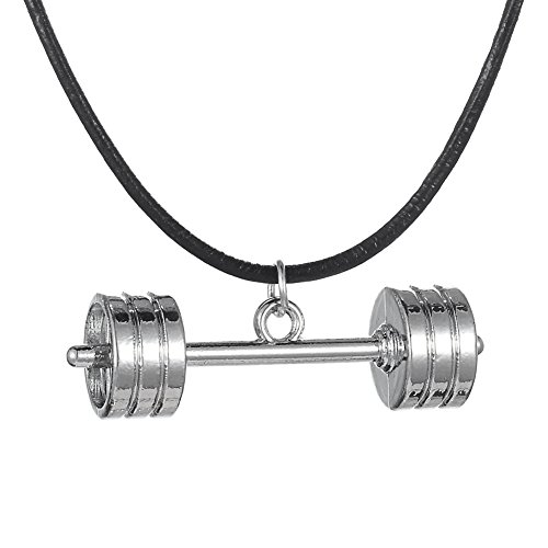 Dumbbell Pendant Necklace Fitness Crossfit Weightlifting Bodybuilding Gym Jewelry for Men Women
