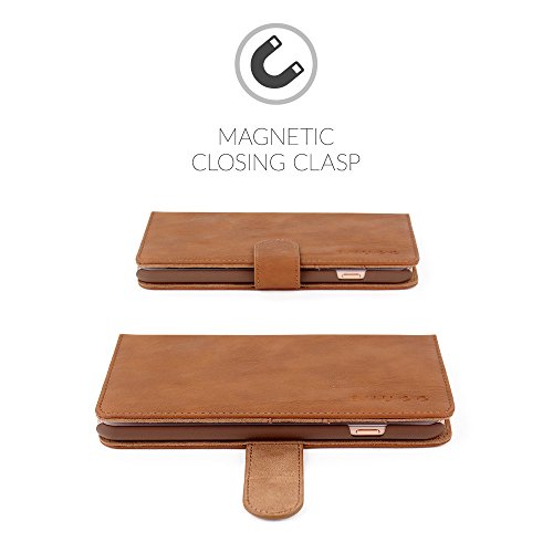 iPhone 6s Plus Case, Snugg - Brown Leather iPhone 6s Plus Flip Case [Lifetime Guarantee] Premium Wallet Phone Cover with Card Slots for Apple iPhone 6s Plus