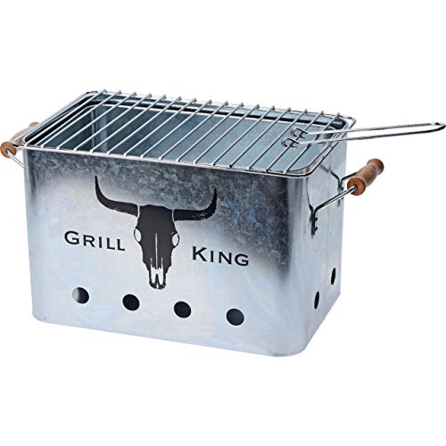 AiO-S - OK BBQ Grill King - Barbacoa de carbón Vegetal para Camping (galvanizada, 30 x 20 x 20 cm, con Mango)