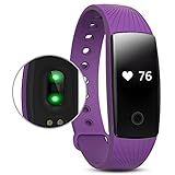 Riversong Pulsera de Fitness, resistente al agua, reloj, pulsómetro, monitor de actividad, con OLED, podómetro, seguimiento de calorías-Purpura