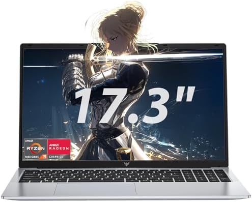 ACEMAGIC Pc Portatile 17.3 Pollici 16 GB RAM DDR4 512 GB SSD, 4 Nuclei Processore 4300U laptop, Fino a 3,7GHz, Oltre N150/N95/3500U, 5500Mah, Wi-Fi 5, BT5.0, 3*USB 3.2, HDMI, Type-C, Notebook Argento