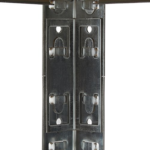 Relaxdays Schwerlastregal mit Werkbank, 900 Kg 5 Böden, Freistehend, HBT 180x 100 x 60 cm, Metall, MDF, Steckregal, grau - 6