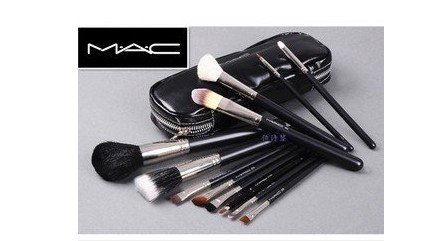 MAC 12 pcs Professional Cosmetic Makeup Brushes Set with Pu Leather Cover