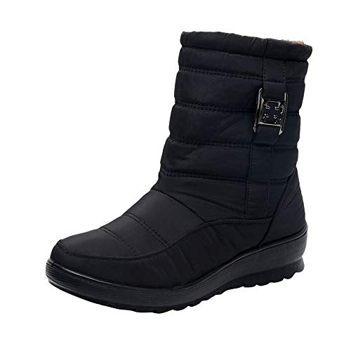 Preisvergleich Produktbild JUSTSELL_Schuhe Damen Stiefeletten,Frauen Einfarbig SchlKunstlederfstiefel Runder Kopf Kurzschaft Stiefel Baumwoll Ankle Stiefeletten SKunstlederer Warm Allroundstiefel für Winter