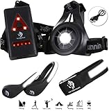 RUNNING LIGHTS LED KIT: Chest torch + Reflective armband + Safety shoes light clips. USB Rechargeable, Waterproof & Super Bright Body Lamp. Best night equipment for Runners, Outdoor Sports & Kids