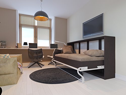 Schrankbett 90cm Horizontal Wenge/Weiss Hochglanzfront SMARTBett SMART Punkt Kaltschaummatratze 90x200cm - 2