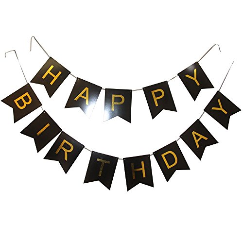Perfection weiß, pink, grün, violett, schwarz Farben und Gold Vereitelt Wimpelkette Banner "Happy Birthday, Geburtstagsdeko, Wimpelkette Geburtstag Banner schwarz