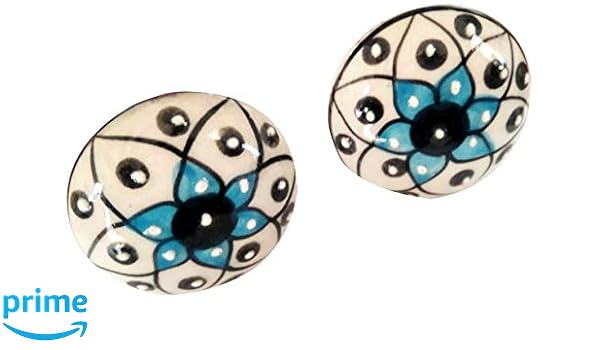Artshai Ceramic Door Knobs Handpainted Flower Print Decorative