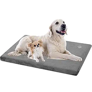 EMPSIGN Stylish Dog Bed Crate Pad Mattress Reversible (Cool and Warm), Water Proof Linings, Removable Machine Washable Cover, Firm Support Pet Crate Bed for Small to XX-Large Dogs, Grey