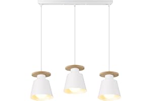 PETITES ECREVISSES Moderna Lámpara Colgante Minimalista Retro Industrial 3 Cabezas Luz de Techo Lámpara de Estilo Nórdico Iluminación Colgante para Cocina Comedor Oficina Salón (Blanco con barra)