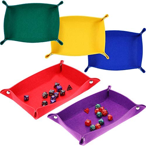 Zhanmai 5 Pezzi Dice Rotoli di Dadi a Vassoi per Dadi Feltro Pieghevole Supporto per Dadi Rettangolo per Rpg DND Dice Giochi di Stoccaggio, 5 Colori