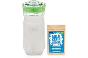 KEFIRKO Milk KEFIR Starter KIT 1400 ml – DEHYDRATED Grains (1g) (Green)
