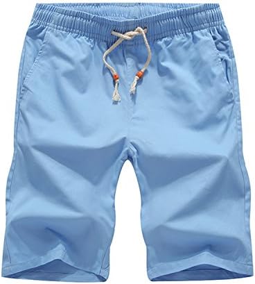 HCIUUI 2018 New Brand Mens Shorts Casual Cotton Sea Board Shorts Men Beach Hot Sale Quick Dry Summer Solid Fashion Breathable Clothing Light Blue XXXL