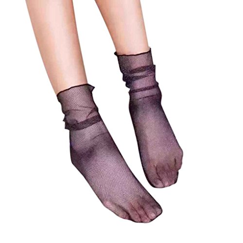 Lorjoy 1 Paire Femmes Nets Sexy Chaussettes en Dentelle Courte Cheville Chaussettes Résille Talons Sox