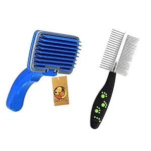 Foodie Puppies 2 in 1 Grooming & Deshedding Combo for Dogs, Puppies & Cats, (Slicker + Dual Side Comb)