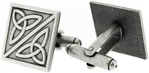 Pewter Traditional Celtic Holy Trinity Knots Design Square Shaped Pair of Cufflinks