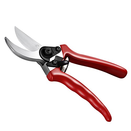 Preisvergleich Produktbild OMORC Astschere, Professionelle Gartenschere für die Gartenarbeit, Baumschere Gartenschere mit scharfer SK-5 für Äste, Stängel und Blumen - Rot L 21cm