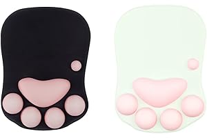 Lucocia 2Pezzi Tappetino Mouse con Poggiapolsi Tappetino Mouse Ergonomico Mouse Pad con Poggiapolsi Mouse Pad Ergonomico Gatto Ridurre Pressione e Stanchezza Polso, per Giocatori, Colore Casuale