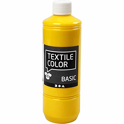 Textilfarbe Primärgelb 34142 von Creativ Company - Stoffmalfarbe zum Verzieren von Textilien wie Taschen, Kissenbezügen, Kleidung, usw. 500 ml.