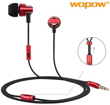 BlueInk Newest WOPOW EM 603 Full Metal Headphone with Mic & Noise Cancelling Sport Music Earphone In-Ear Headset For Mobile Phone/Tablet (Red)