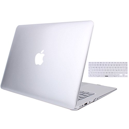 STONG Matte Gummierte Harte Schutzhülle für Macbook Air 13'' Hülle Cover Schale Schutz Hülle Tasche Silicon Case Shell Hard Plastik mattiert SchutzTasche + tpu Tastatur-Schutzfolie (Silber)