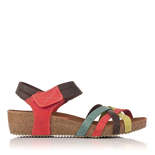 INTER-BIOS Sandalia Cuña Multicolor, Modelo 5338. - 36