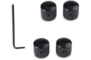 JIANZHENKEJI Metrische Metall-Knöpfe für Gitarre, Klang- sowie Drehzahlregelung, inklusive Schraub-Set und Imbusschlüssel, passend für Fender, Strat Telecaster, elektrische Gitarren oder Bass, 4 Stück Schwarz