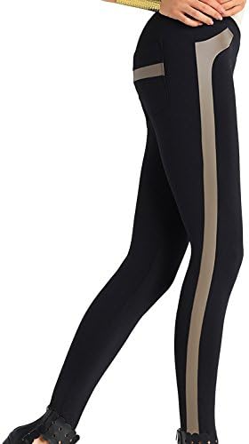 Trendy Legs Plush Evelin Women's Leggings Smooth Regular Long Casual Faux Leather - Made In EU, Black,L