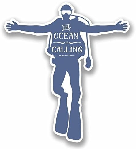 NI384 **2-Pack** Scuba Ocean is Calling Sticker/Decal | Premium Quality Vinyl Sticker | 4-Inches by 3.5-Inches by DHDM
