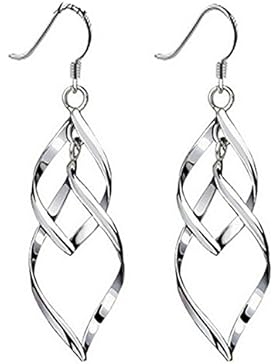 Lieberpaar Damen Doppel Leaves 925 Sterling Silber Quasten Ohrring