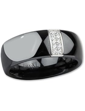 LuxXL-Keramikring schwarz mit Silber und Zirkonia (CR301B)
