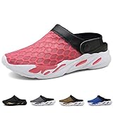  Pantoletten Unisex Clogs Mesh Hausschuhe Gartenschuhe Rutschfest Atmungsaktiv Badelatschen, Pink, Gr.- 41 EU/ Etikettengröße- 42
