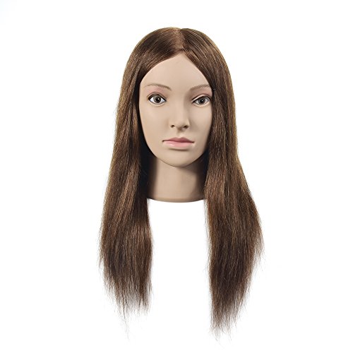Testa di manichino 45,7 cm 100% capelli umani parrucchiere formazione testa testa Cosmetologia bambola manichino con morsetto