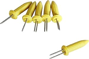 Fackelmann 56715 para mazorcas de maíz 6,5 cm 6 Pieza de plástico/Acero Inoxidable, De plástico, Amarillo/Plata, 6.5 x 2 x 2 cm, 6 Unidades