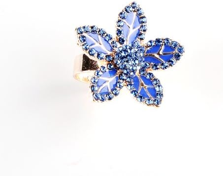 X&amp;Y ANGEL New Fashion Jewelry Charm Flower Shining Gemston Ring 10 Colors R0294 (2 pieces of blue)