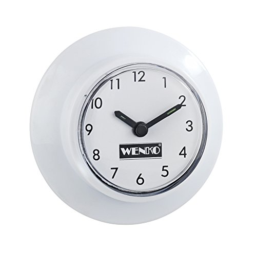 Wenko 21823100 Badezimmeruhr mit Saugnapf, 2-er Set, Plastik, weiß, 6 x 6 x 2,5 cm