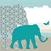 Wallpaper Border Children ”Hello Africa” Beige/Turqoise/Blue