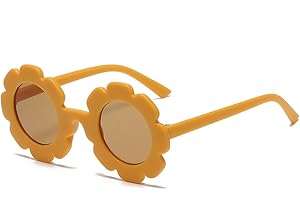 SECALIFE Kids Sunglasses, Cute Round Flower Baby Sunglasses, UV 400 Protection Flexible Frame for Toddler Girls Boys, Age 0-8