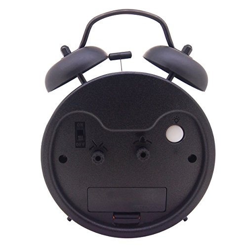 Königswerk AC026G Doppelglockenwecker mit Nachtlicht, geräuschlos, Quarzuhrwerk, analog, Retro-Design, lauter Alarm, 10,2 cm - 3