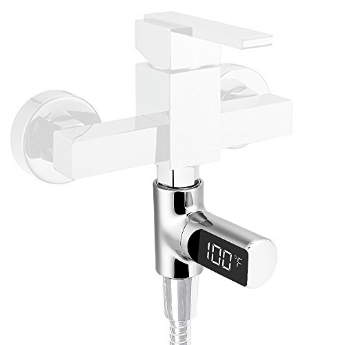 Preisvergleich Produktbild HOVNEE Duschthermomter Badethermometer Dusche Thermometer mit 360 Grad-drehbarer Wasserdichter LED-Schirm