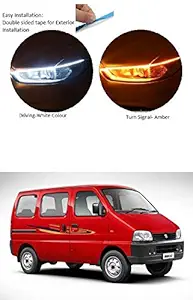 PRIKNIK Car Led Strip for Headlight White Daytime Running Light, Turn Signal Yellow/Amber Indicator Light Lamp DRL 12v (Left&Right), 24 Inches Dual Tape Compatible with Maruti Suzuki Eeco