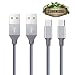 Produktbild Ulinek 2 Pack 2m Micro USB Kabel mit Denim Jeans Außenmantelung Ladekabel Schnelladekabel für Android Smartphones, Lebenslange Garantie, Datenkabel für Samsung Huawei HTC Sony Xiaomi LG Android Smartphones, Kindle und mehr (Grau)