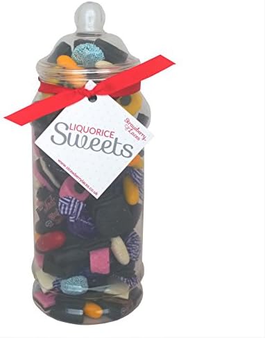 Liquorice Sweet Jar Large - Filled with a Mix of Liquorice Sweets! Great Gift for Birthday, Mother's & Father's Day, Easter, Valentines, Christmas etc