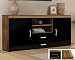 Produktbild Holz TV Ständer Sideboard TV Regal Schrank mit Schubladen Ablage schwarz glänzend Walnuss