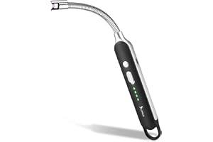 SUPRUS Arc vindtät flamlös elektrisk brandare USB uppladdningsbar lång flexibel hals med LED-batteridisplay