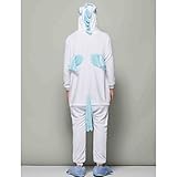 Aivtalk Unisex Flanell Pajama Schlafanzug Kostüm, für Fasching Kinderparty Karneval, Einteilig Nachtwäsche Tierkostüm Jumpsiut Gr.L für Körpergrößer 170-180cm - Einhorn Blau/Weiß -