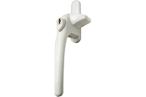 Schlosser Technik Cockspur Window Handle Locking Window Lock Catch for UPVC (Left Handed, White)