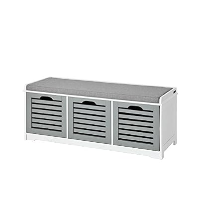 SoBuy® FSR23-HG Banc de Rangement avec coussin rembourré et 3 cubes, Meuble d'Entrée Commode à Chaussure Banquette confortable