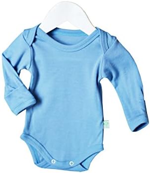 GREEN ROSE 100% Merino Wool Long Sleeve Baby Bodysuit For Boy and Girl (86/92 cm 12-24 Months, Light Blue)